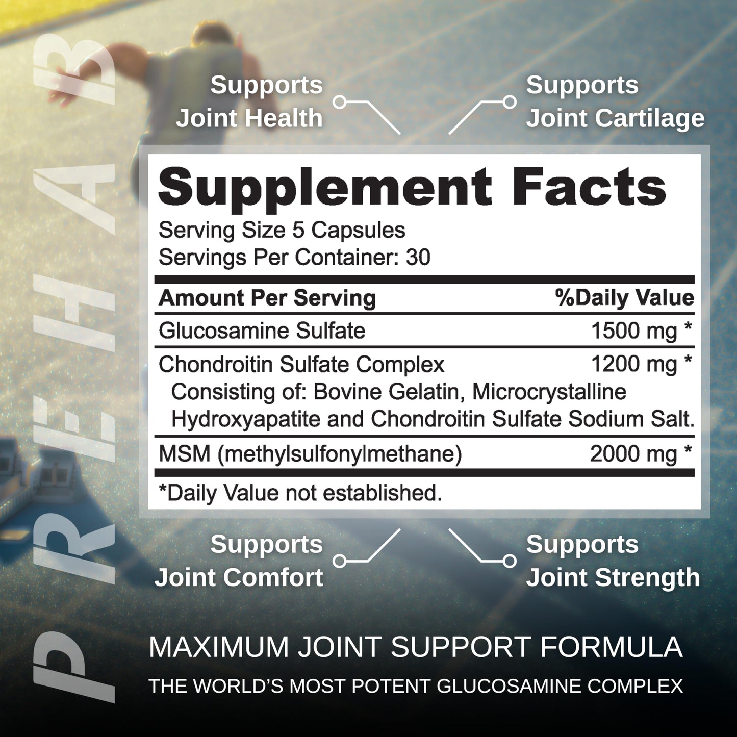 PREHAB Glucosamine Chondroitin MSM Capsule 150 Count
