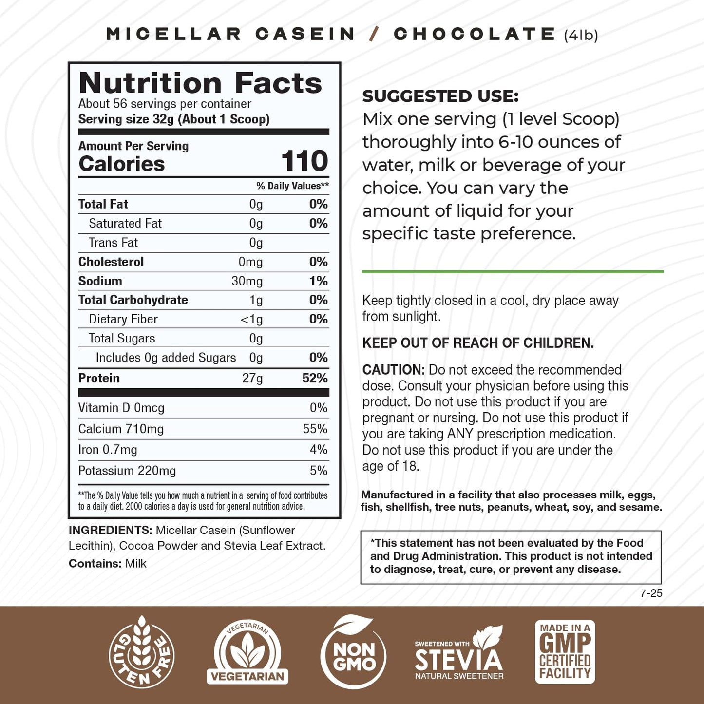 Muscle Feast Grass Fed Micellar Casein Protein Powder, Chocolate, 64 Servings