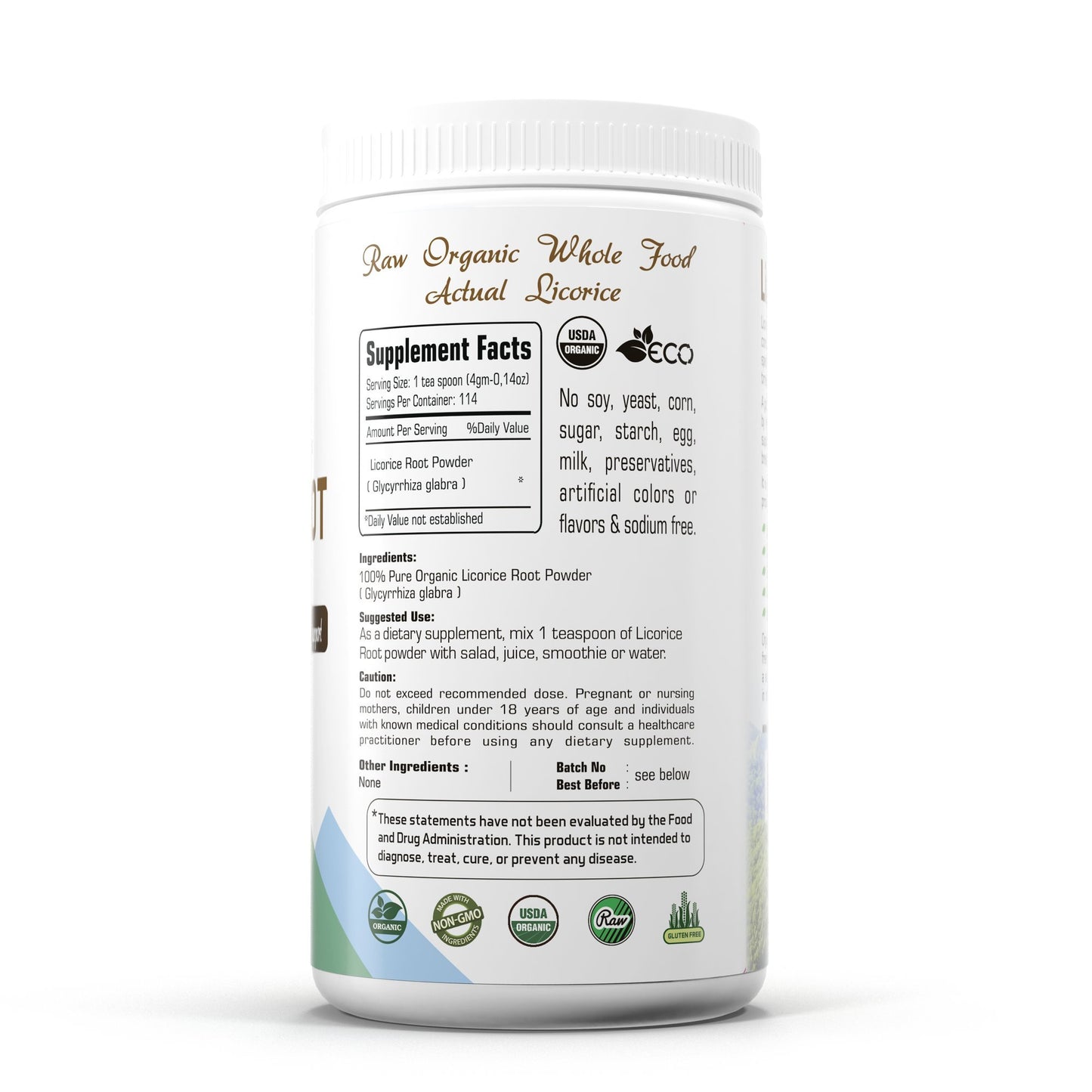 Organic Aura Licorice Root Powder Very Fine Powder, 16 oz