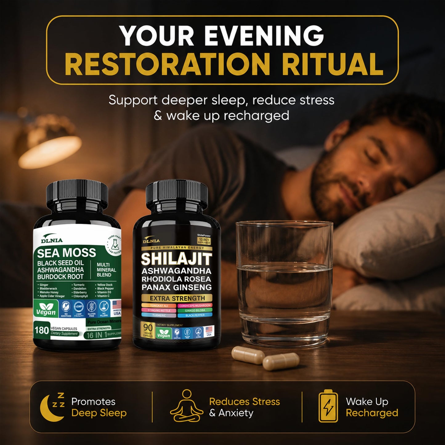 DLNIA Sea Moss & Shilajit Bundle Capsules, 270 Count