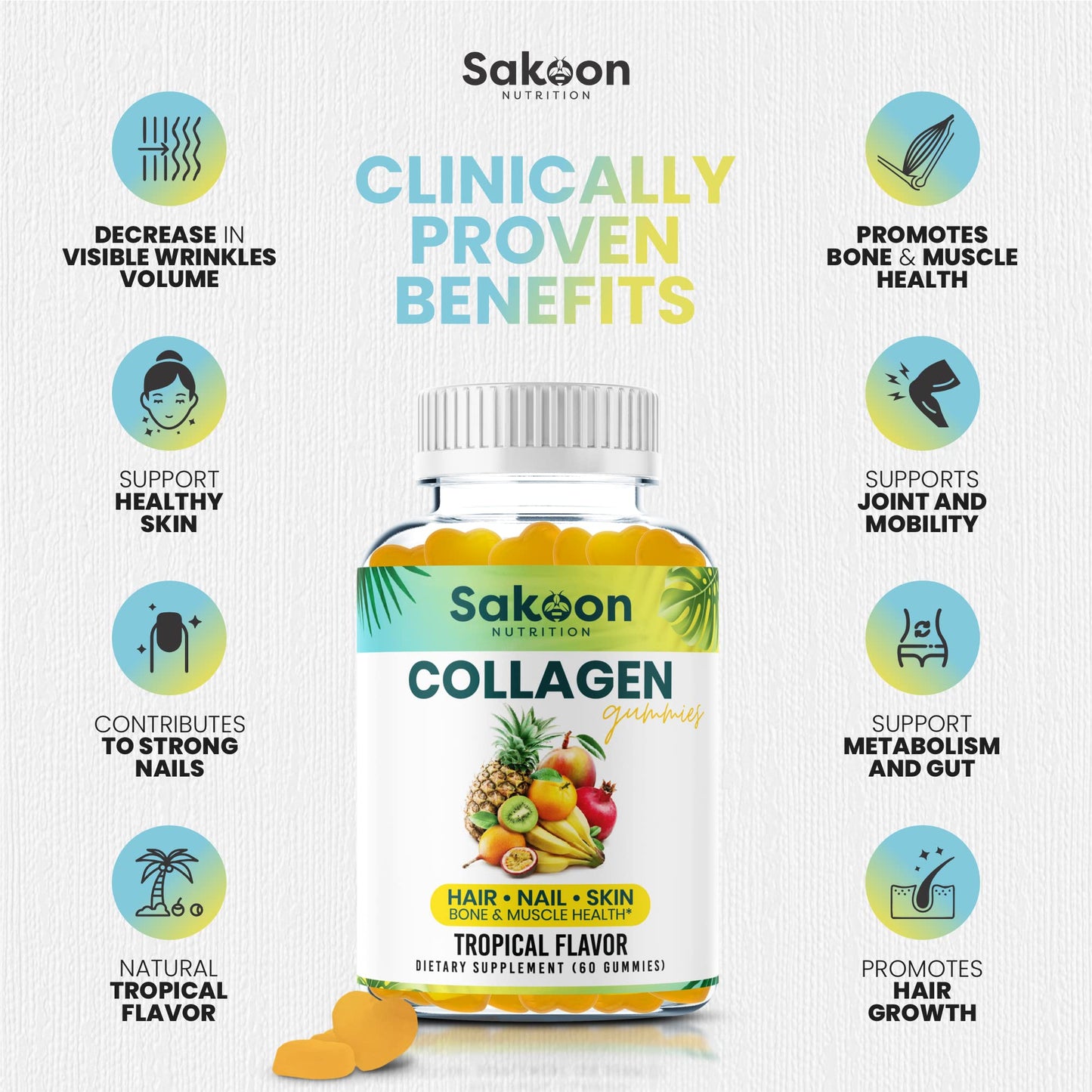Sakoon nutrition Collagen Gummies for Women and Men 60 Count