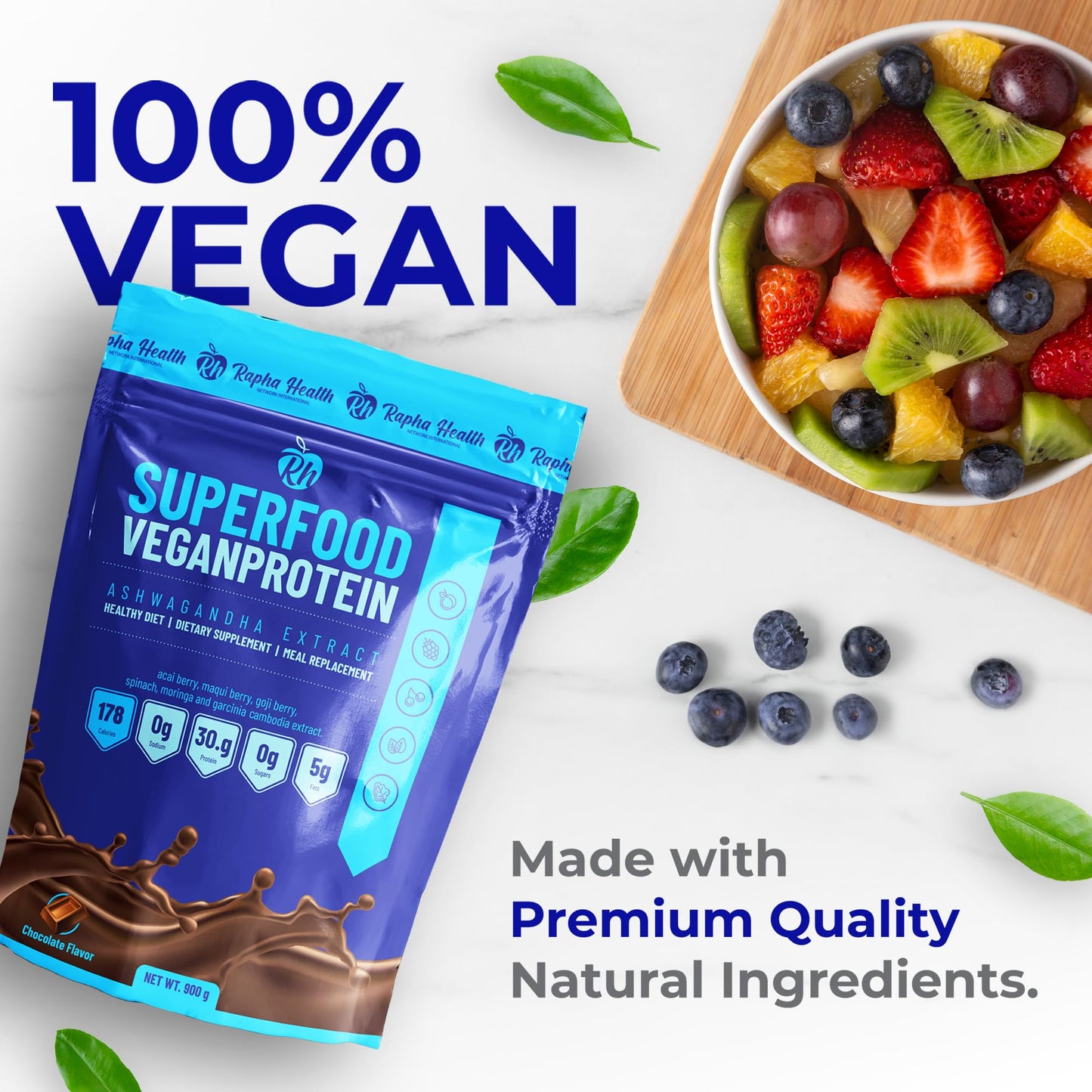 RAPHA HEALTH Superfood Vegan Protein (Chocolate) Protein Powder 1.98 lb