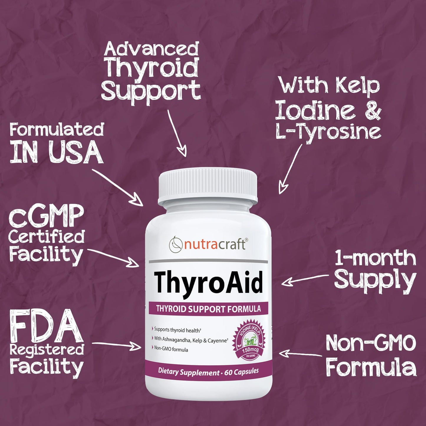 Nutracraft ThyroAid #1 Thyroid Support Supplement, 60 Capsules