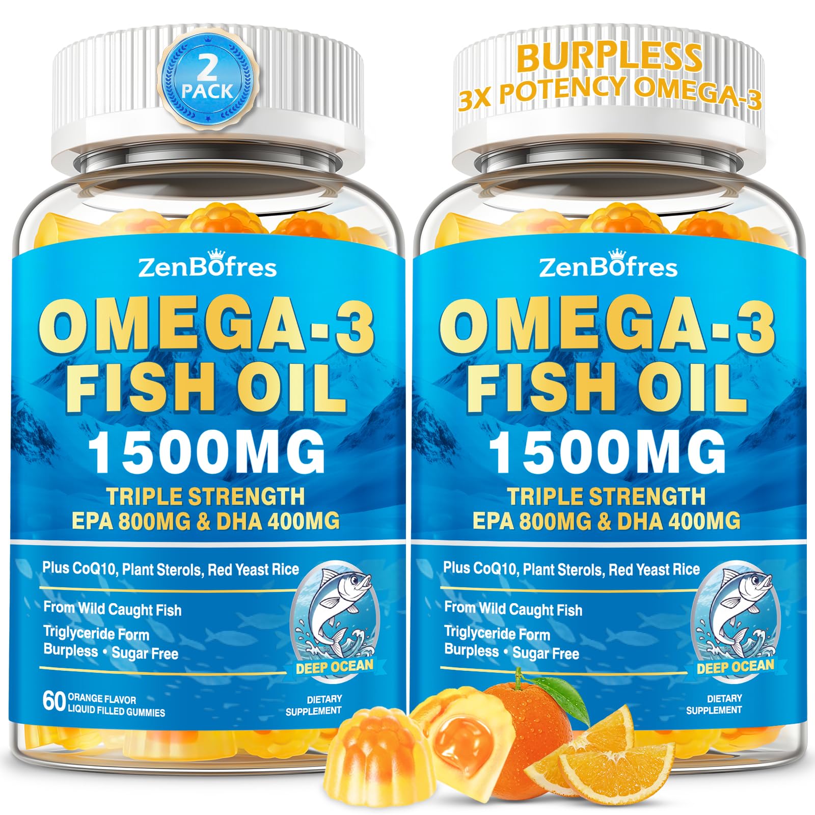 ZenBofres Omega 3 Fish Oil Gummies 120 Count