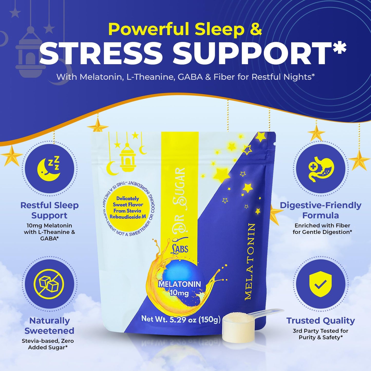 Dr Sugar Labs Powerful Sleep Aid Sweet Melatonin Blend Powder 5.29 Ounce