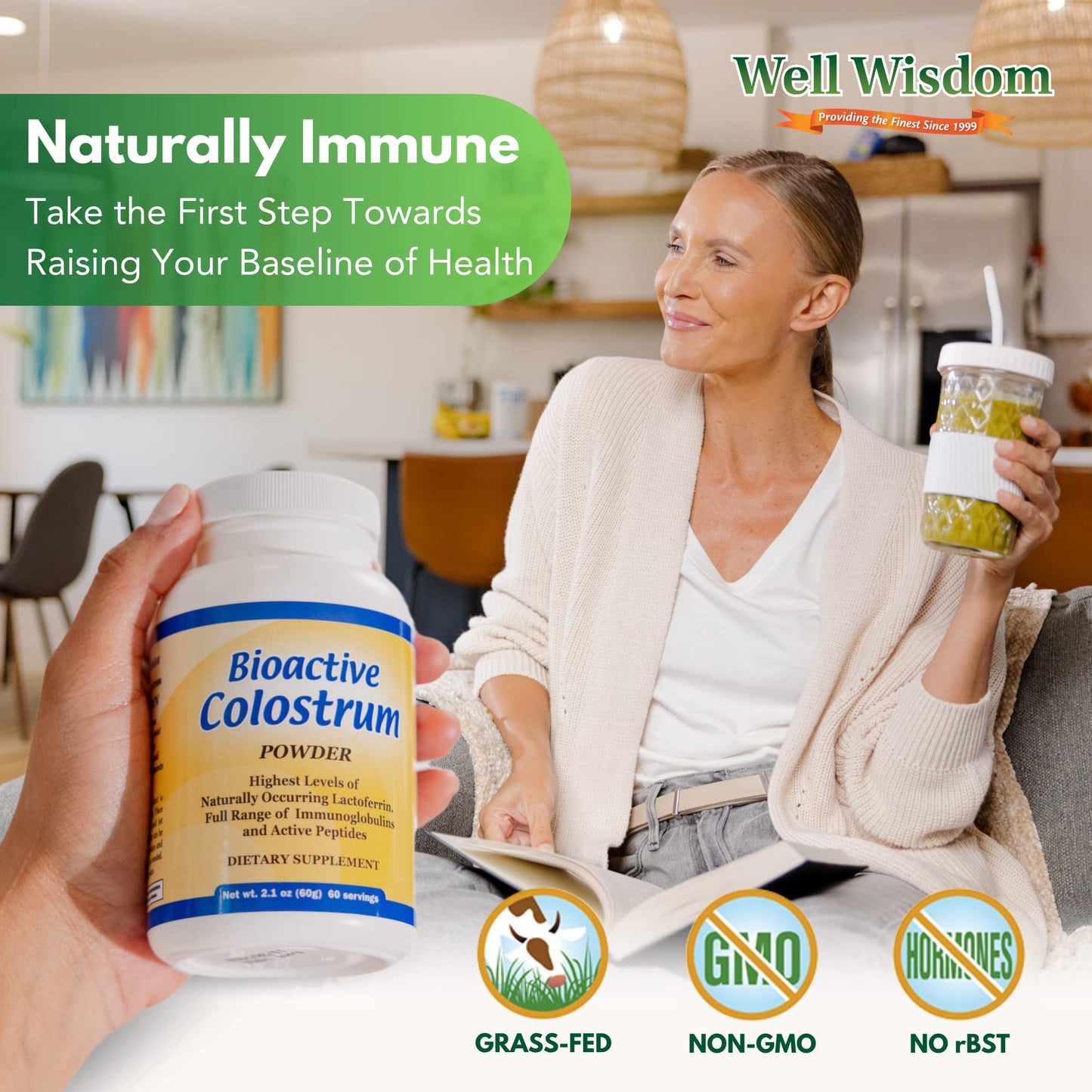 Well Wisdom Proteins Bioactive Colostrum Powder 2.1 oz