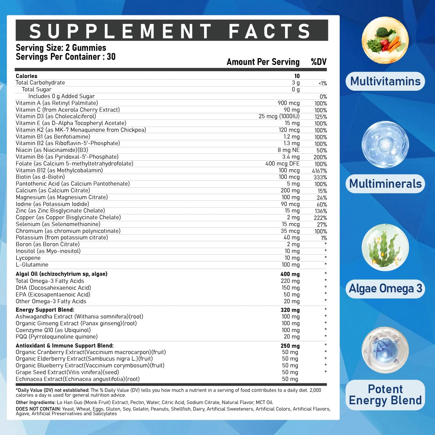 ZEGBALP Men's Multivitamin Gummies, 60 Count