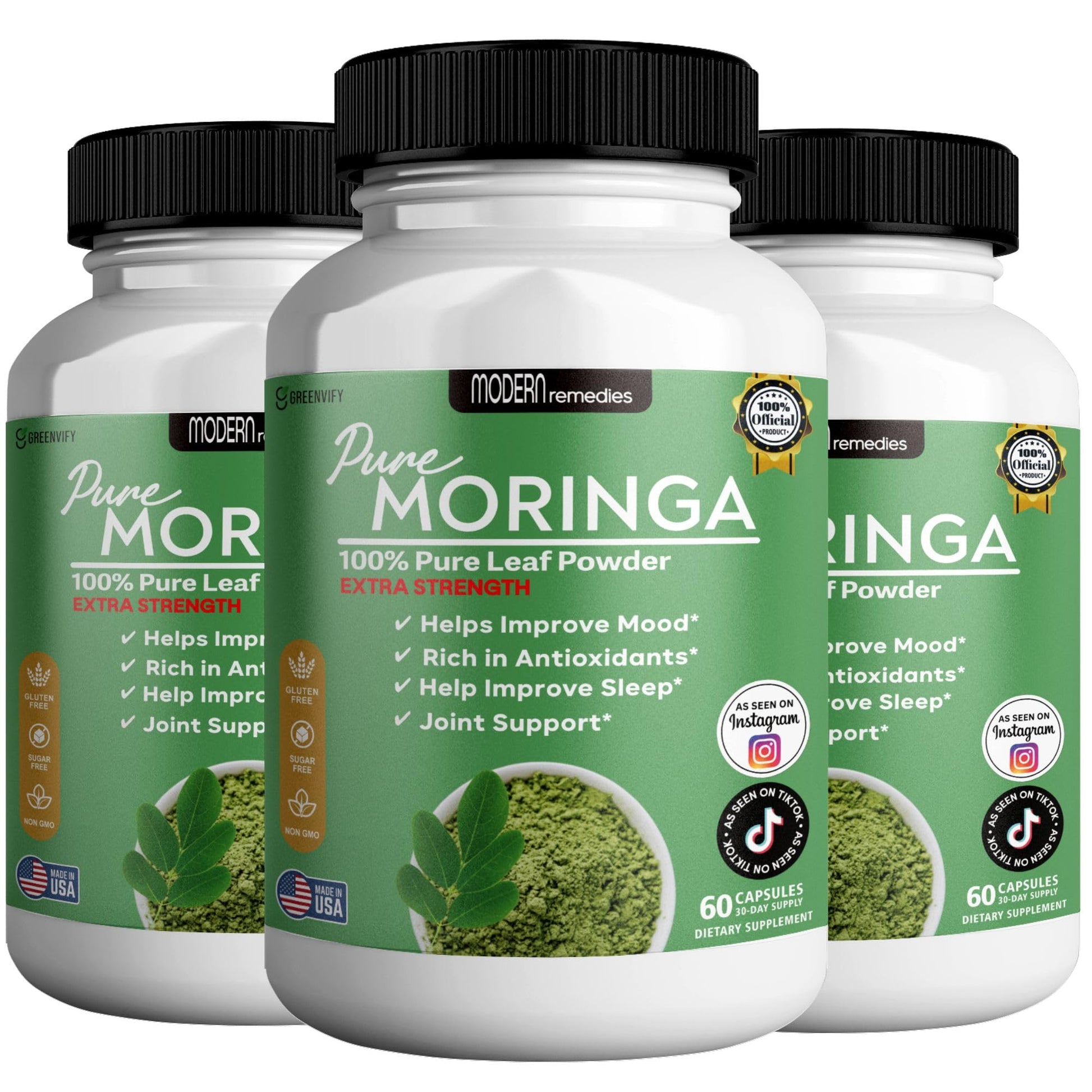 GREENVIFY Pure Moringa Max Leaf Powder Supplement, Capsule, 180 Count