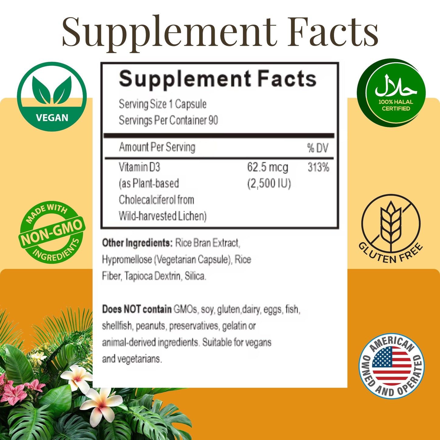 MonesAli Vitamin D3 2500 IU Capsules, 90 Count