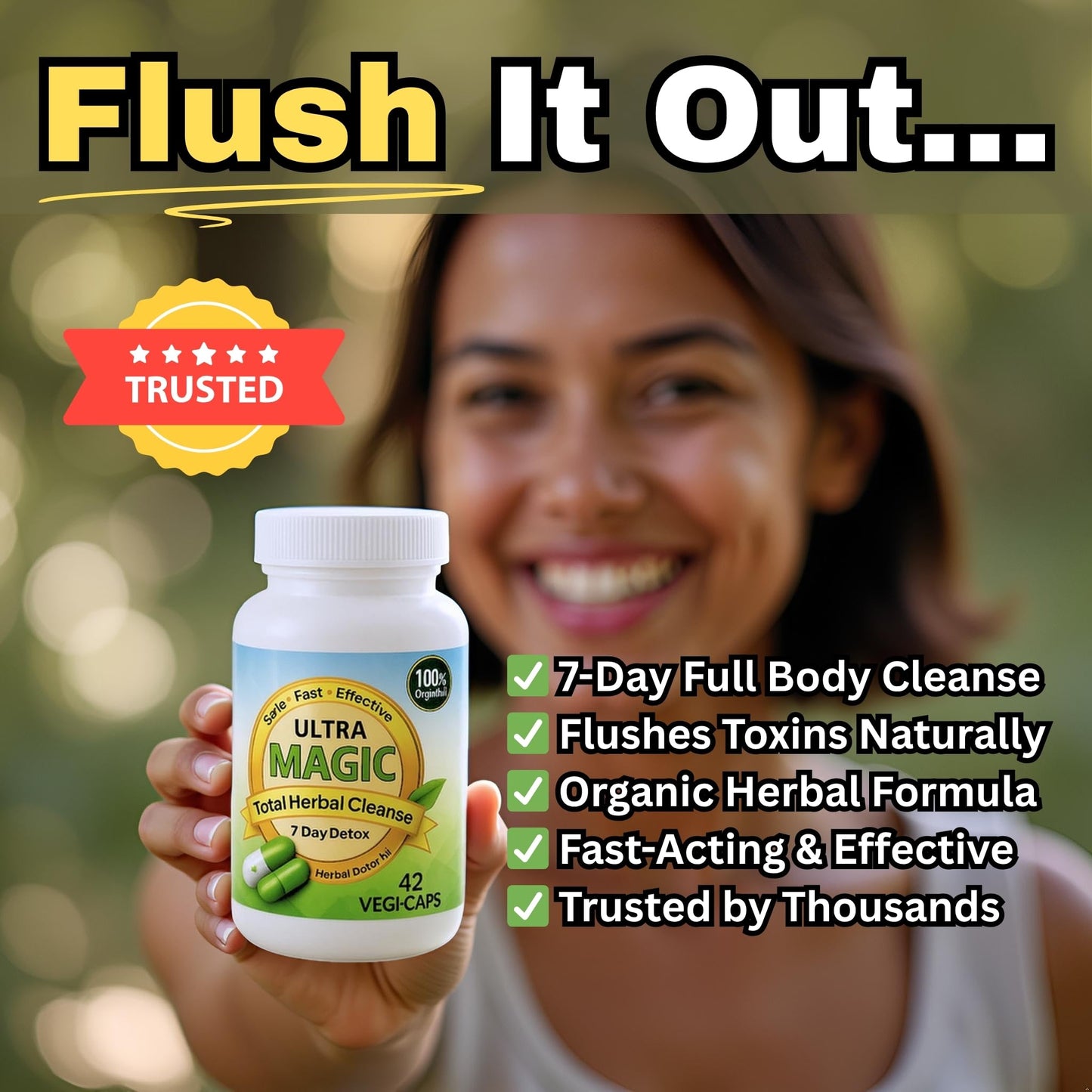 Ultra Magic 7 Day Herbal Toxin Flush & Full Body Detox Cleanse Capsules 42 Count