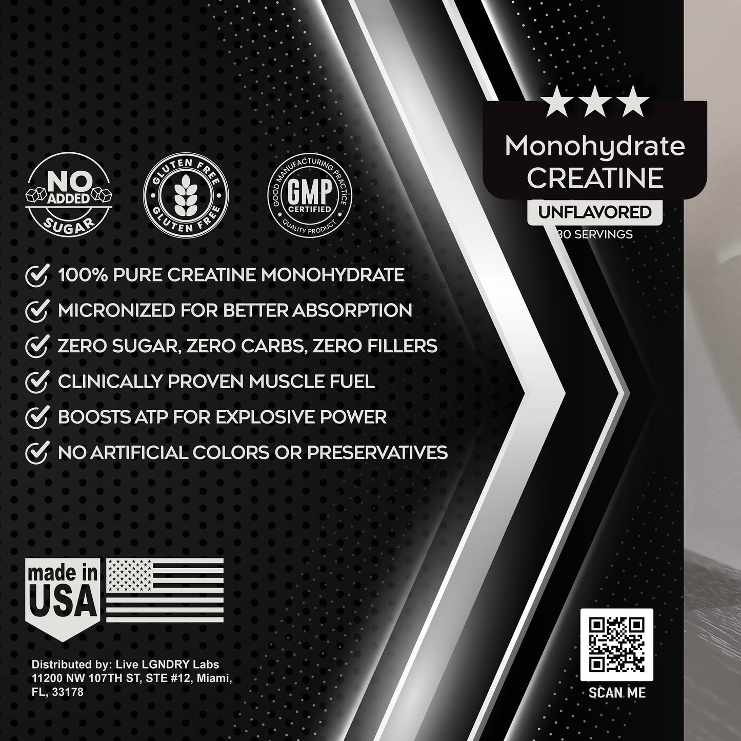 LIVE LGNDRY LABS Creatine Monohydrate Powder 5.29 Ounce