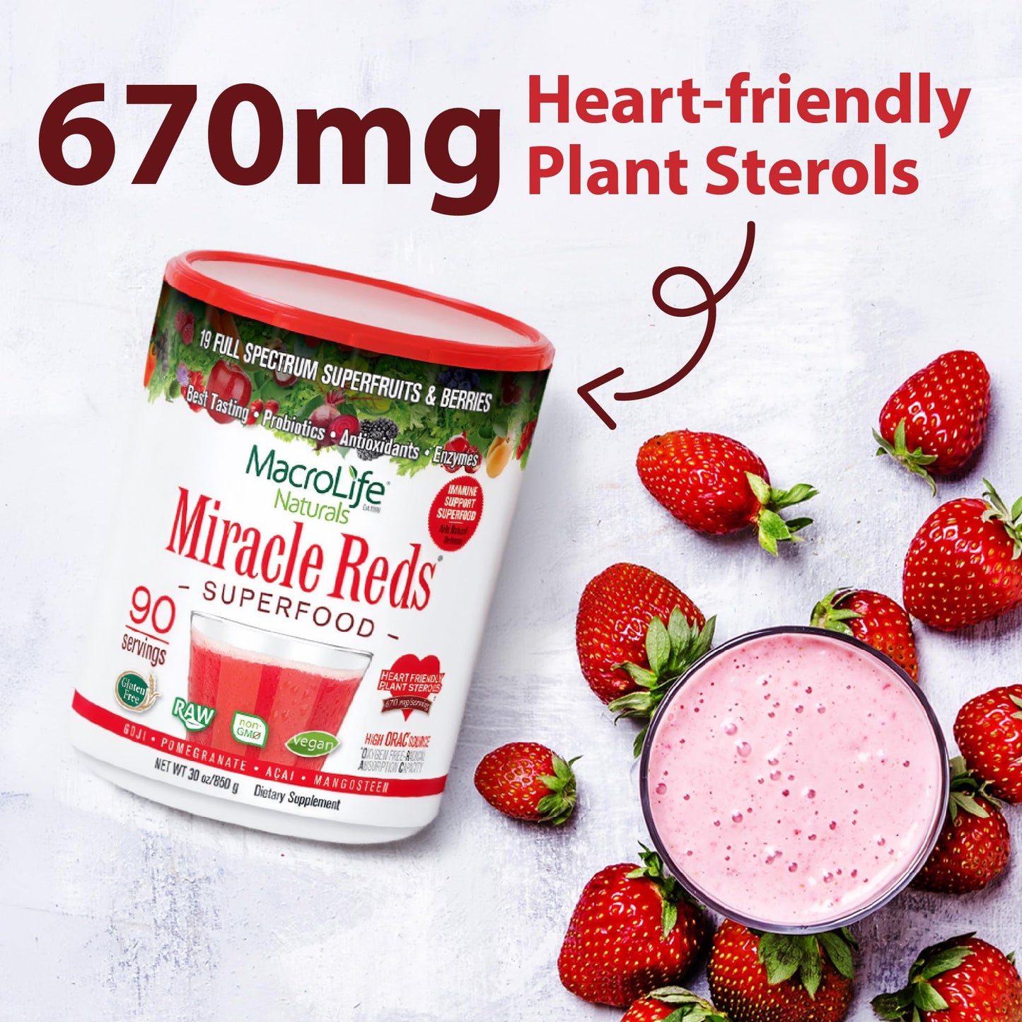 MacroLife Naturals Miracle Reds Superfood Powder 90 Servings