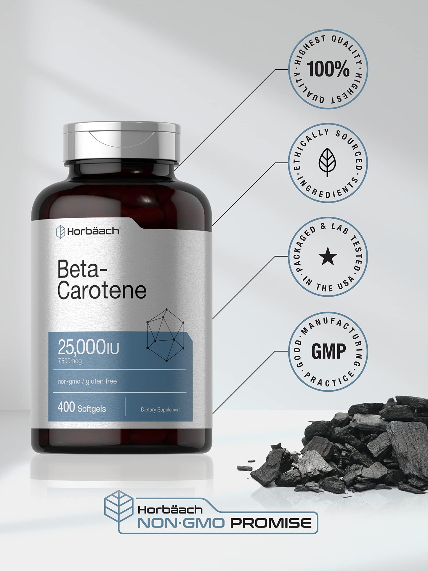 Horbäach Beta Carotene Supplement Softgel 400 Count