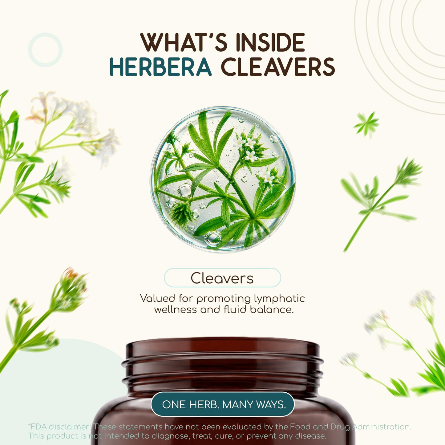 HerbEra USDA Organic Cleavers Capsules, 60 Capsules