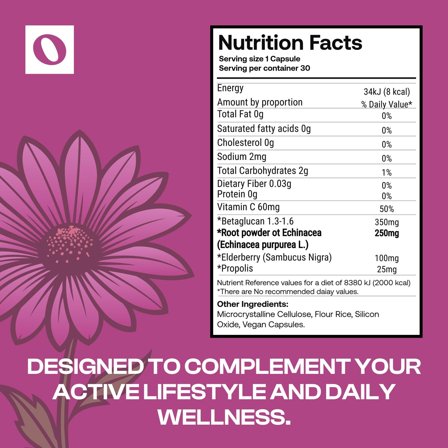 Only Nutri Labs Echinacea Dietary Supplement with Elderberry, Propolis, Vitamin C & Beta Glucans – Daily Wellness Capsules, 60 Count