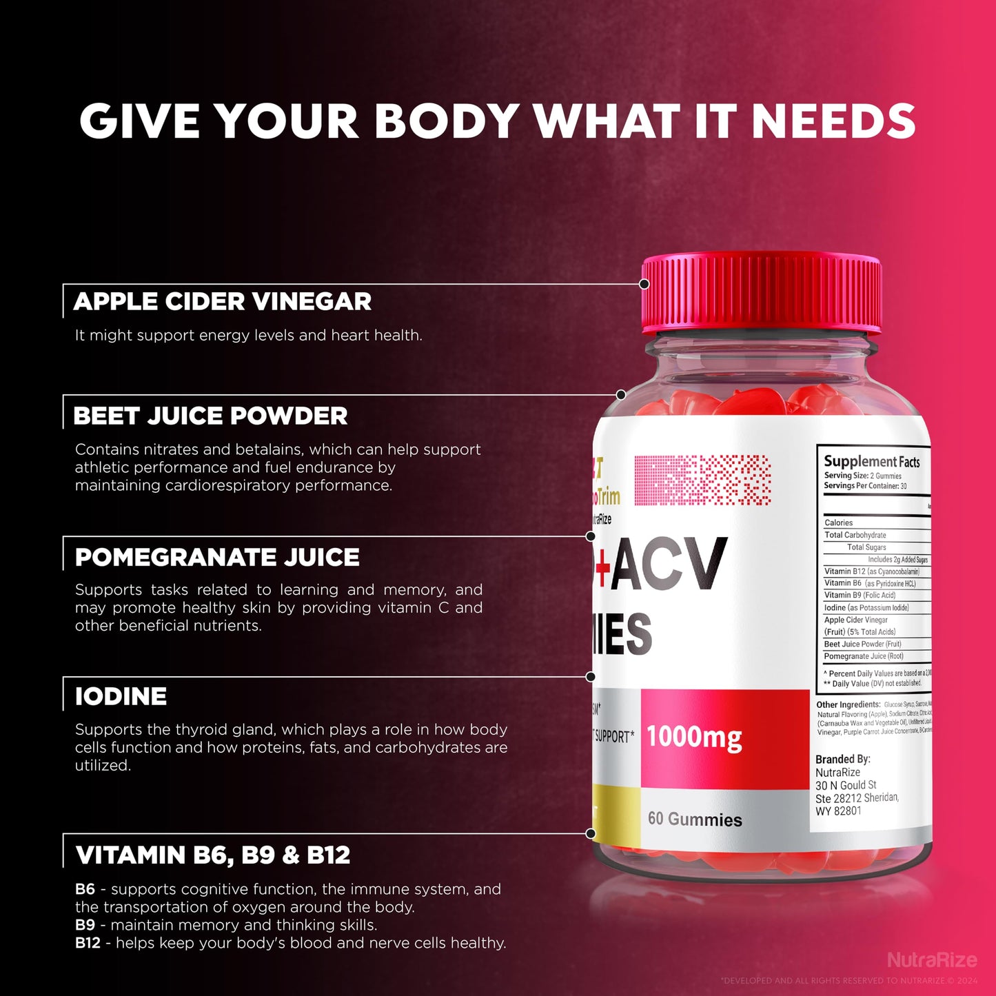 NutraRize TurboTrim Keto+ACV Gummies 180