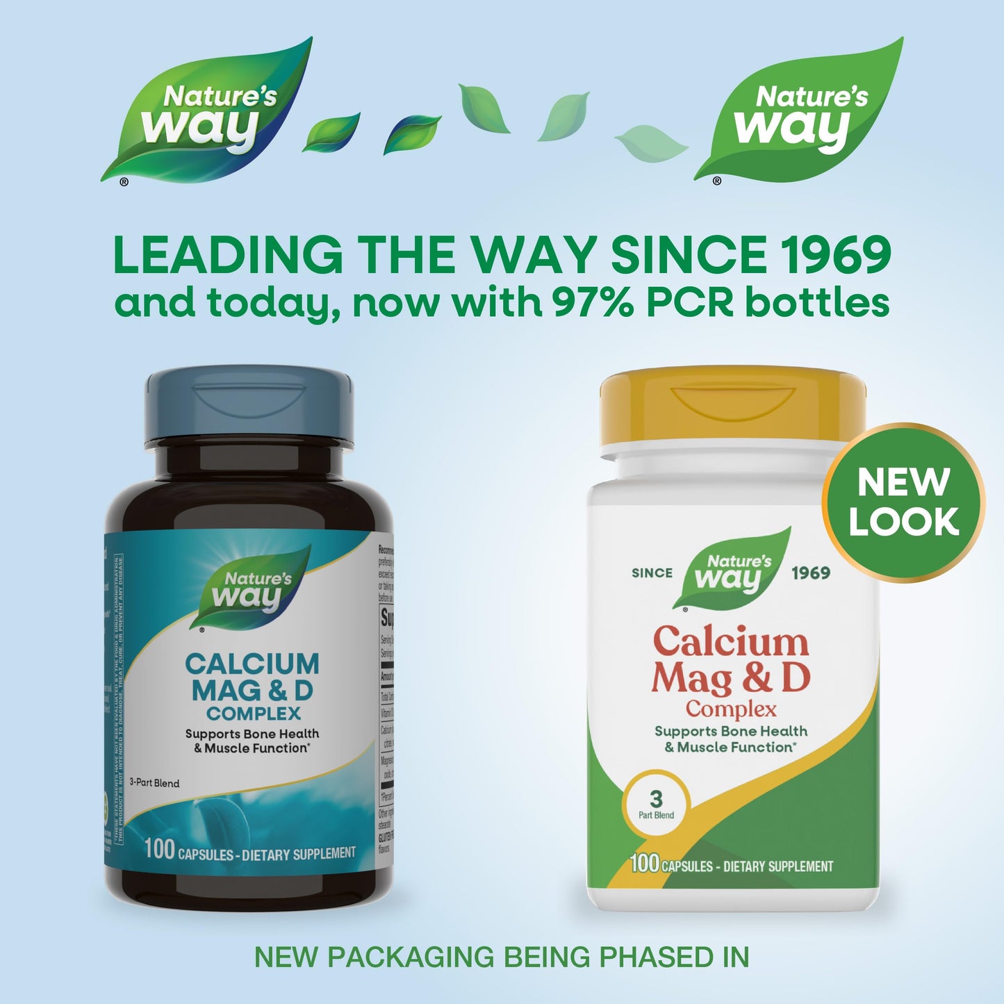 Nature's Way Calcium Magnesium & Vitamin D Complex with Vitamin D3, Gluten Free, Healthy Bones & Teeth, Muscle Function*, Muscle Relaxation*, 100 Capsules
