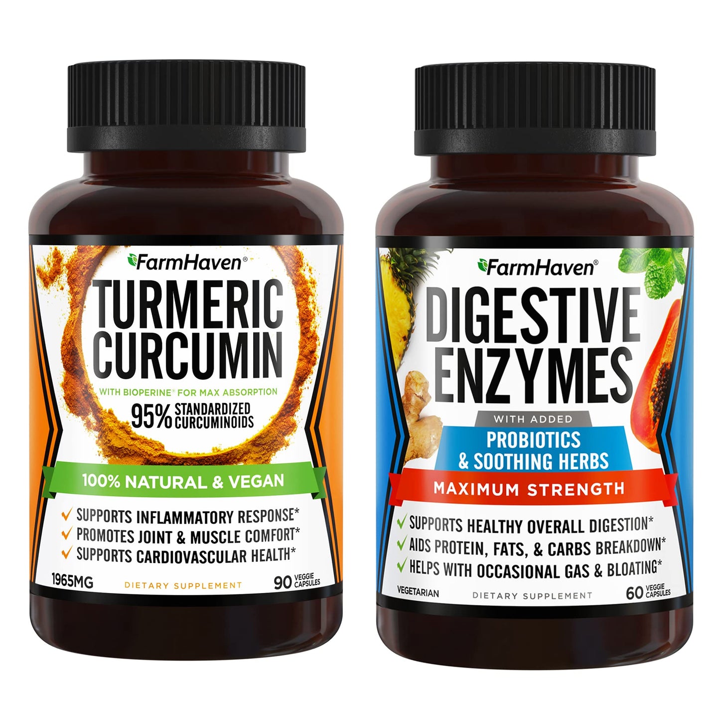 FarmHaven Turmeric Curcumin with Black Pepper and Digestive Enzymes with 18 Probiotics & Herbs Powder 1