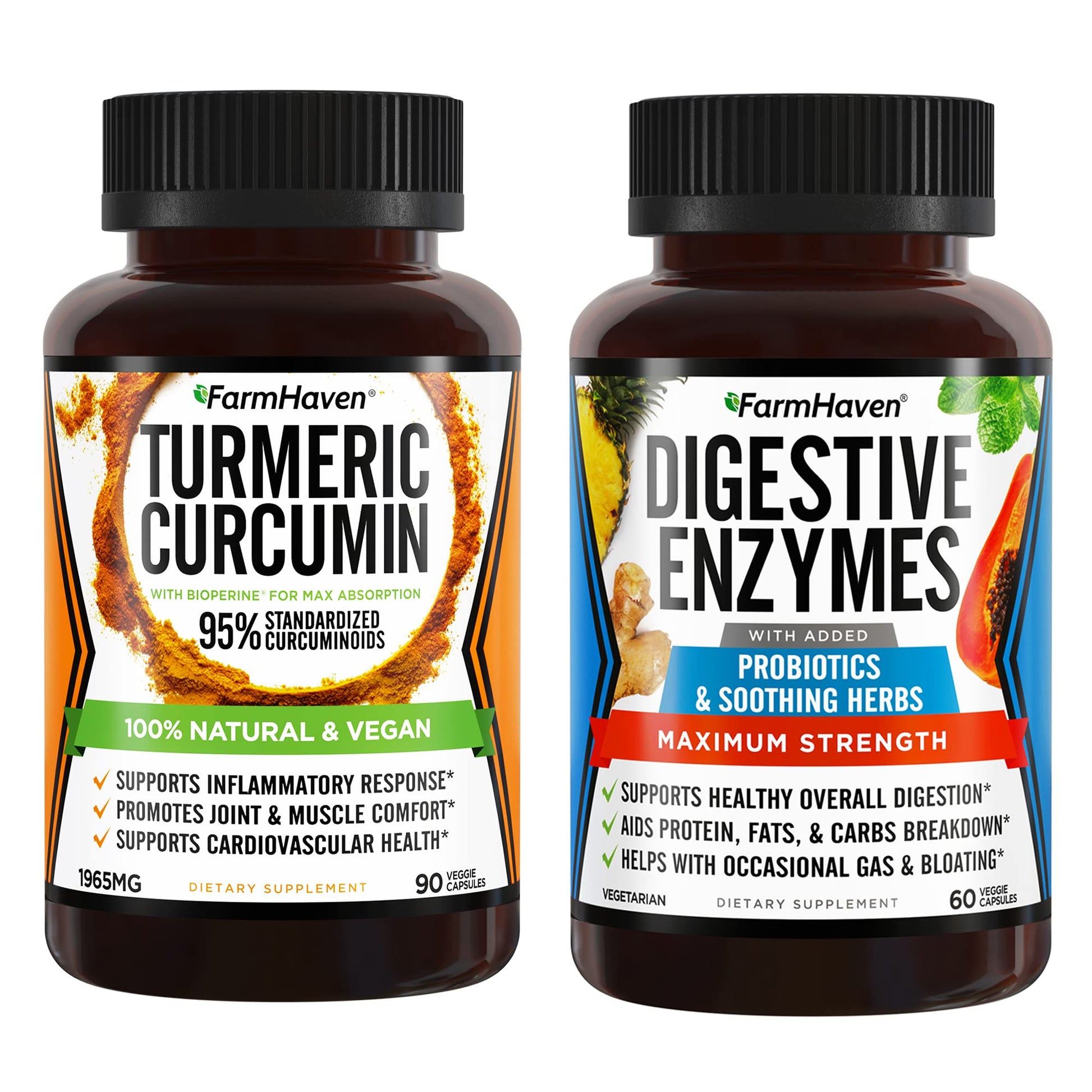 FarmHaven Turmeric Curcumin with Black Pepper and Digestive Enzymes with 18 Probiotics & Herbs Powder 1