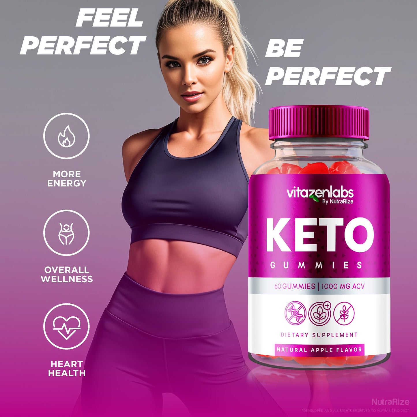 NutraRize Vitazenlabs Keto Gummies, Gummy, 120 Gummies
