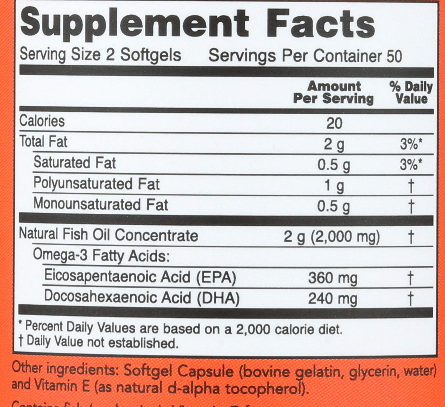 NOW Foods Omega 3 1000mg Softgels, 100 Count