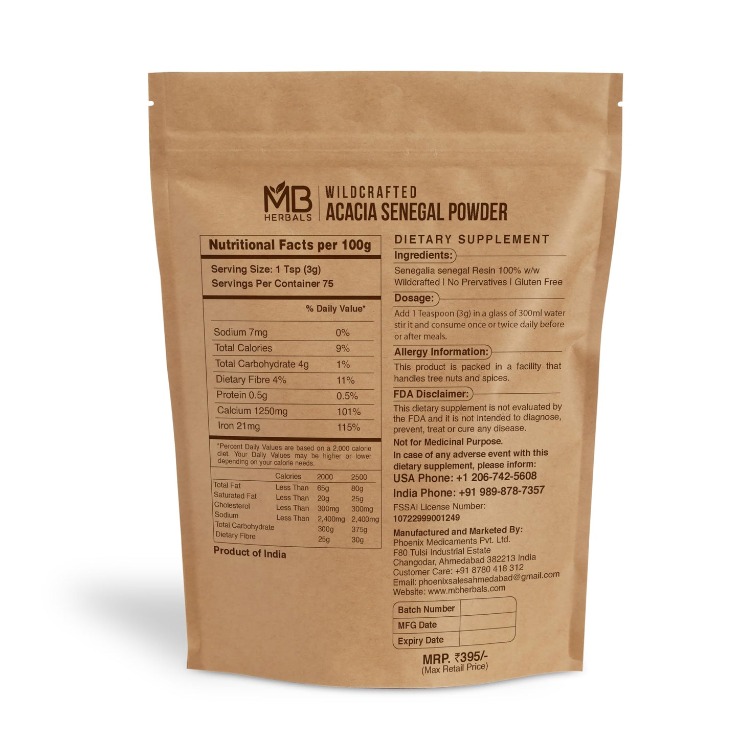 MB Herbals Acacia Gum Powder 8 oz