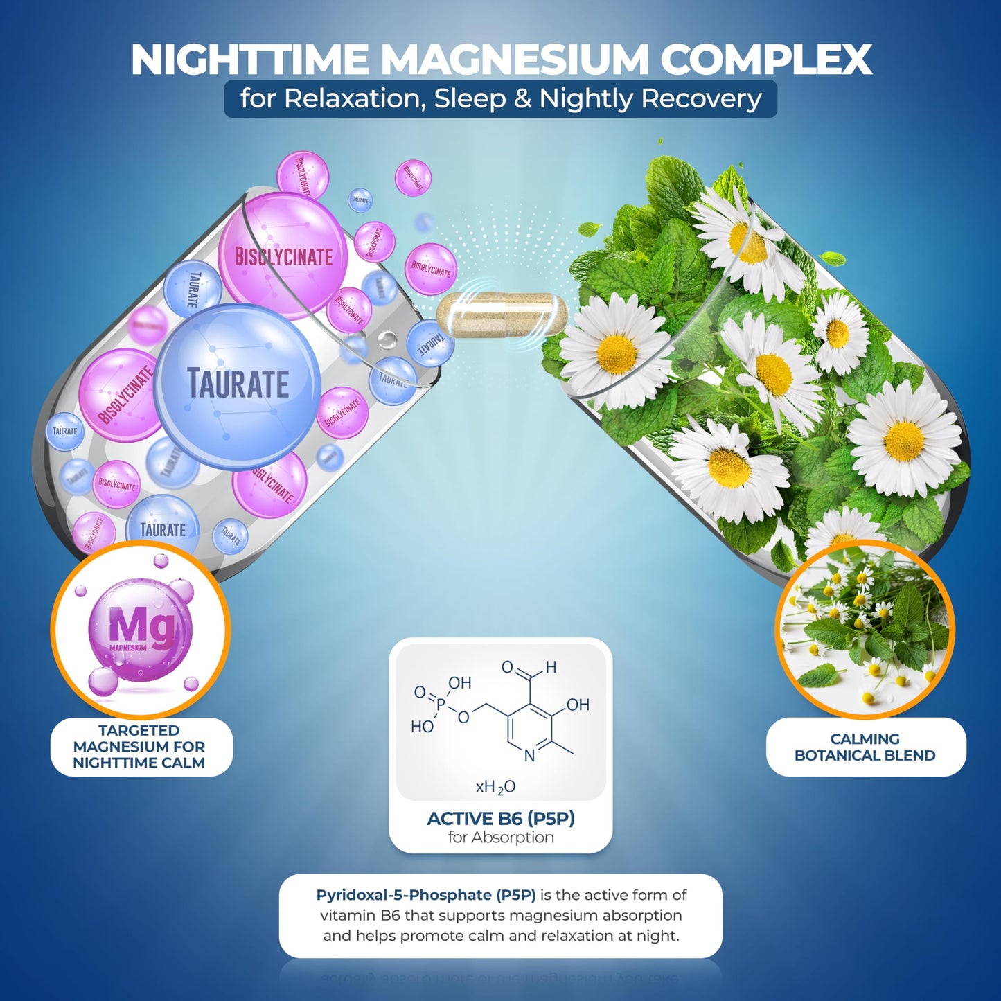 MoxyVites MagniRest PM Magnesium Complex for Women & Men 60 Capsules