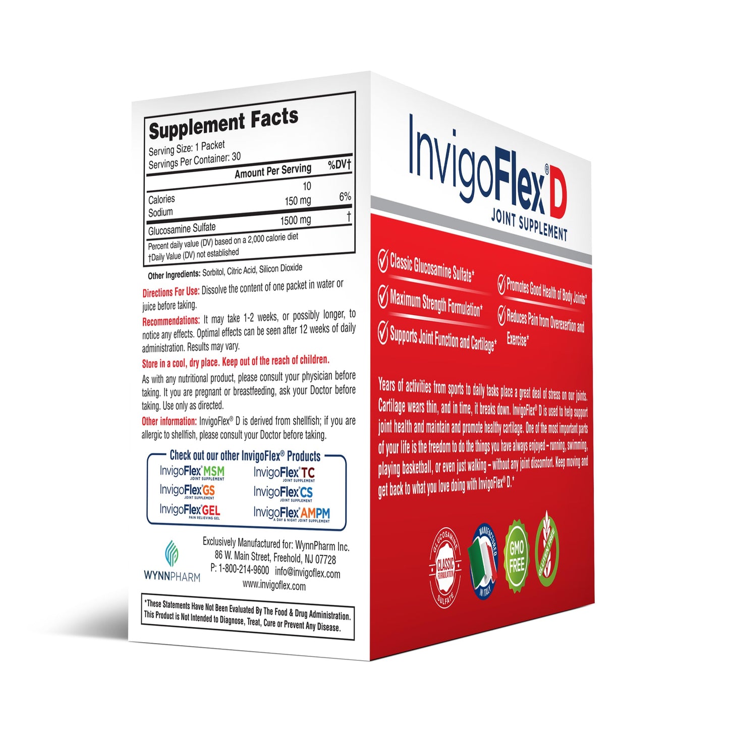 INVIGOFLEX Glucosamine Sulfate Powder, 1500mg, 90 Packets