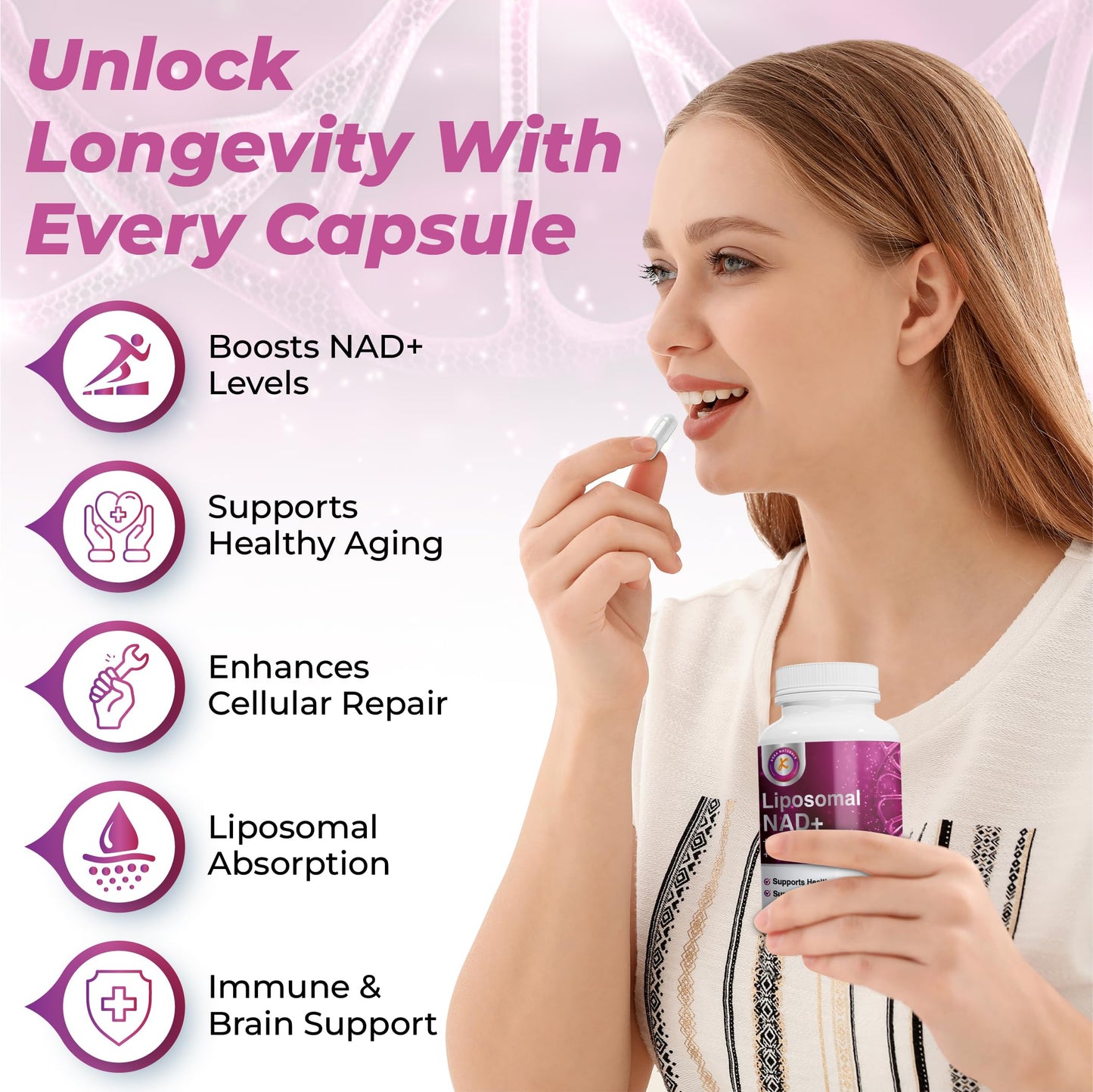 Keka Naturals Pure NAD Resveratrol and TMG, 2000mg, 3 in 1 Advanced Formula, Immune & Energy Support, Skin & Overall Health, 60 Capsules