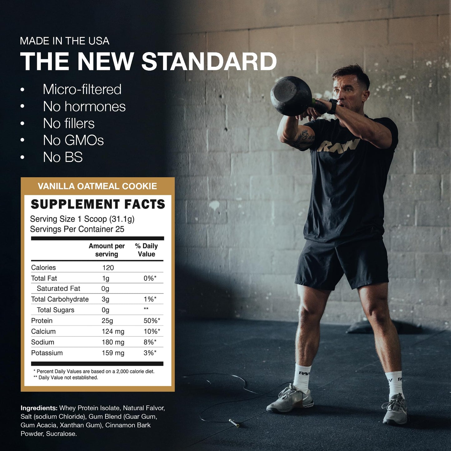 RAW Whey Isolate Protein Powder Vanilla Oatmeal Cookie, 25 Servings