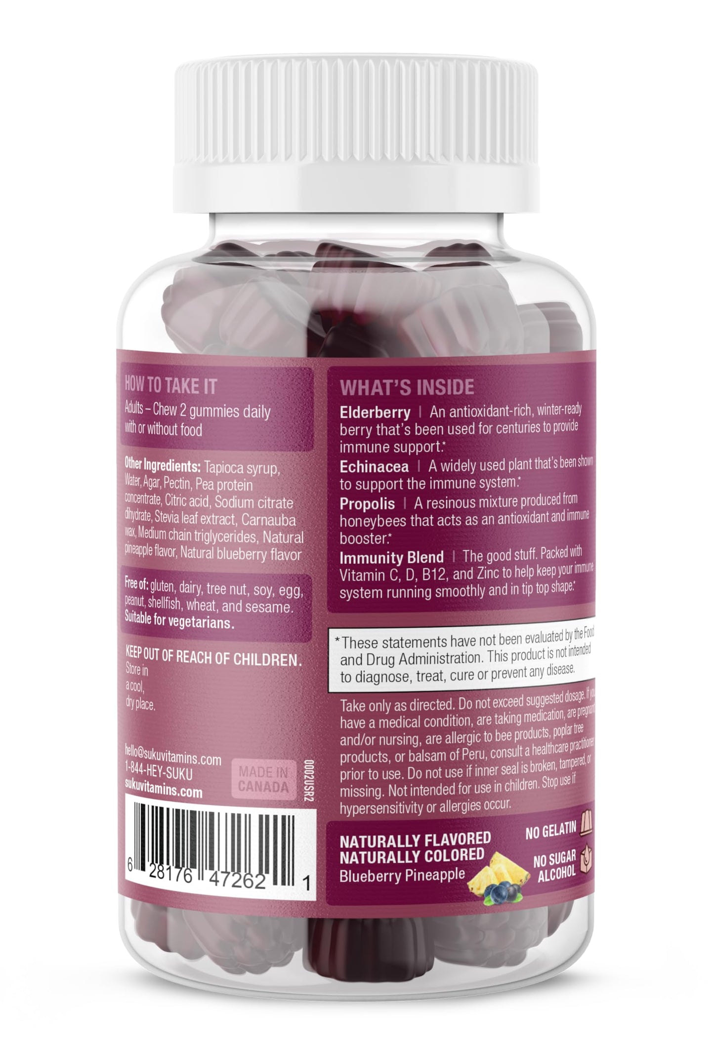SUKU Ultimate Immunity Elderberry Echinacea and Propolis Gummies, Gummy, 50 Count