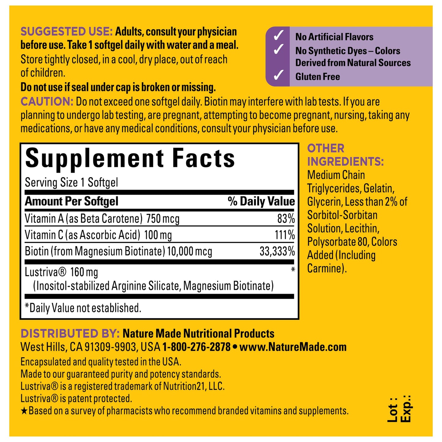Nature Made Hair-Growth Softgels, 60 Softgels