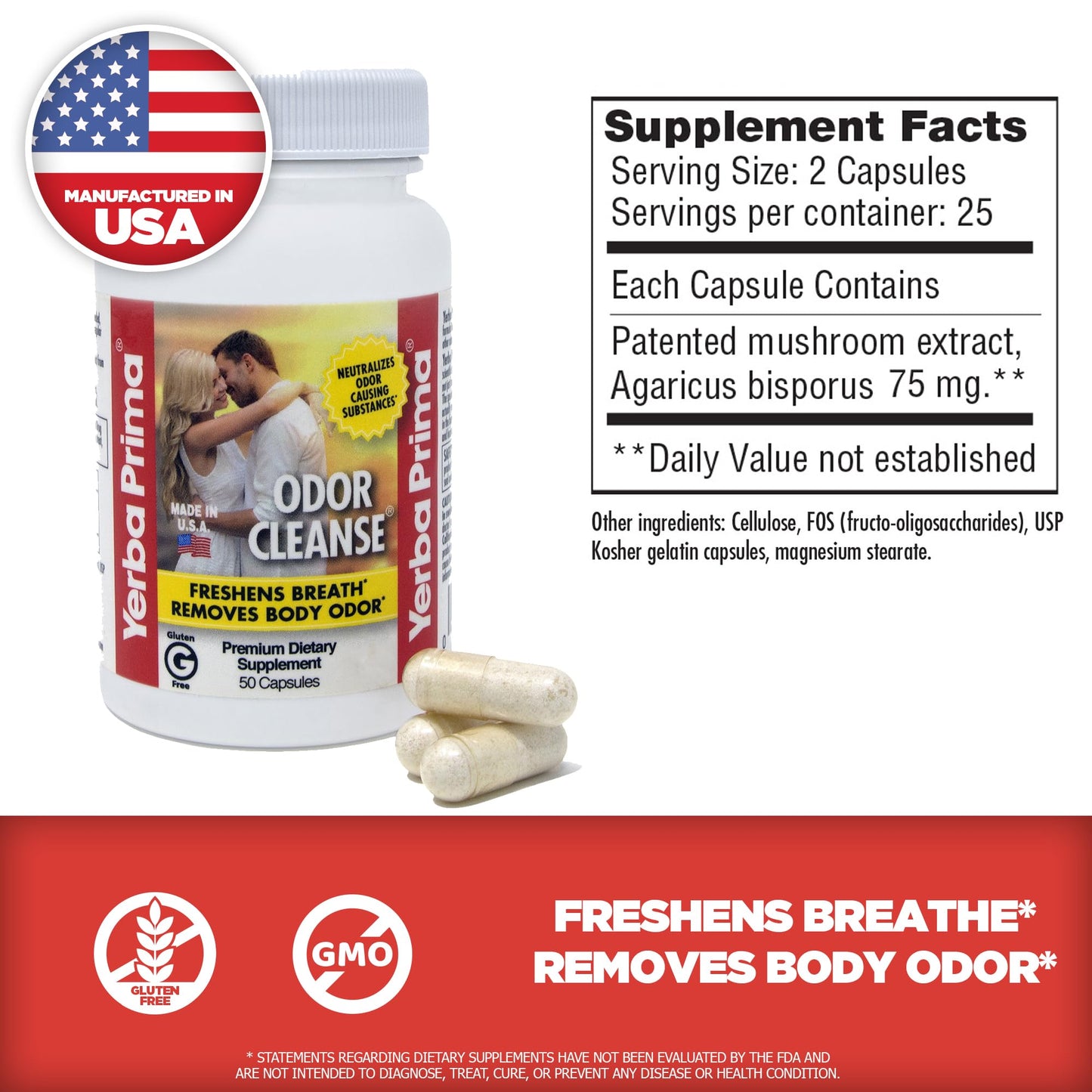 Yerba Prima Odor Cleanse Capsules 50 Count