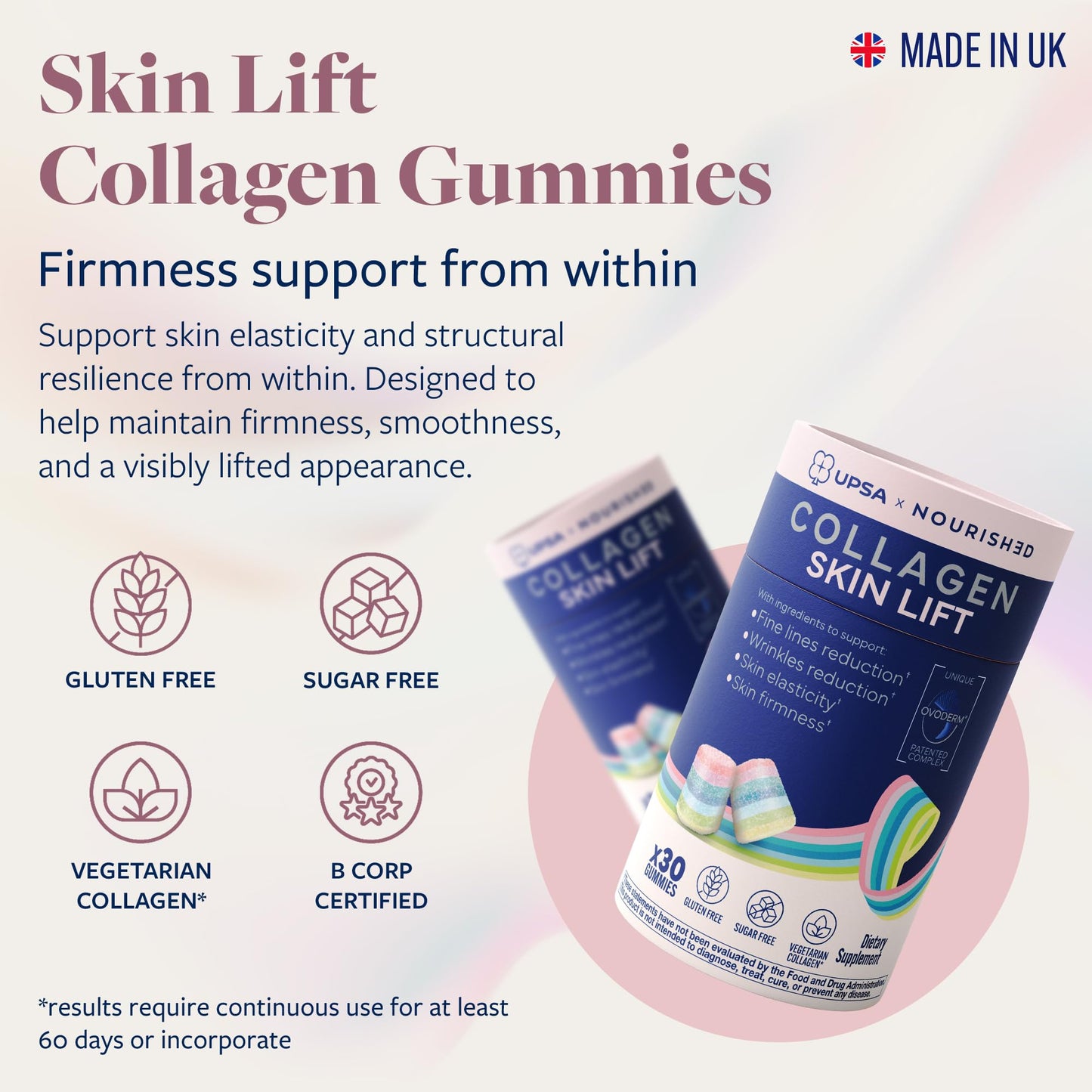 Upsa Nourished Collagen Skin Lift Gummies 30 Count