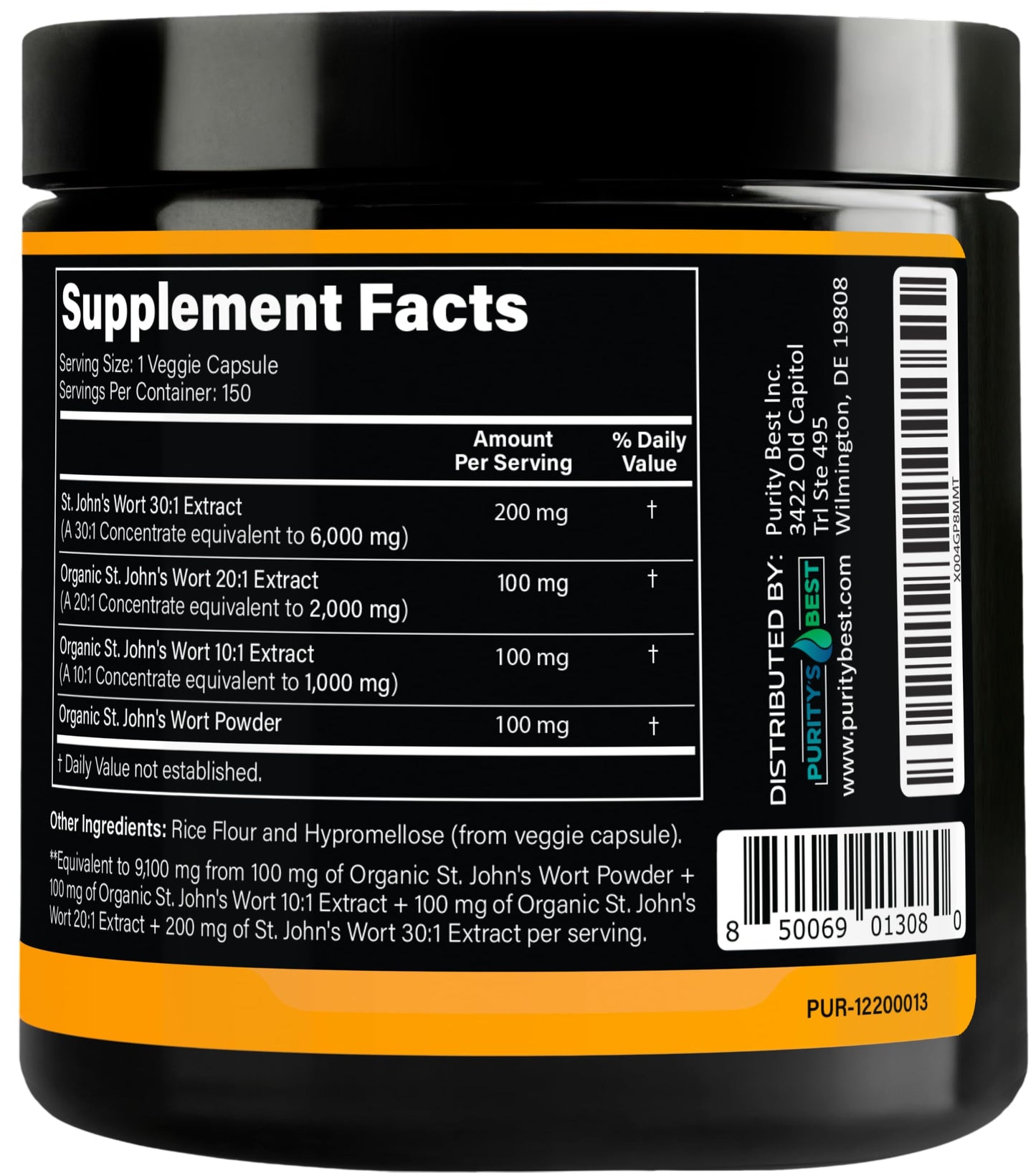 Purity's Best St. John's Wort 500 mg Capsule, 150 Count