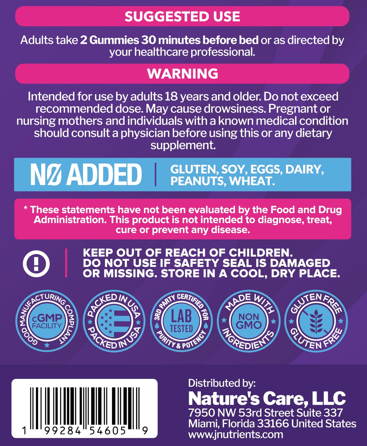 Just Nutrients Melatonin Gummies with Magnesium Citrate, 60 Gummies
