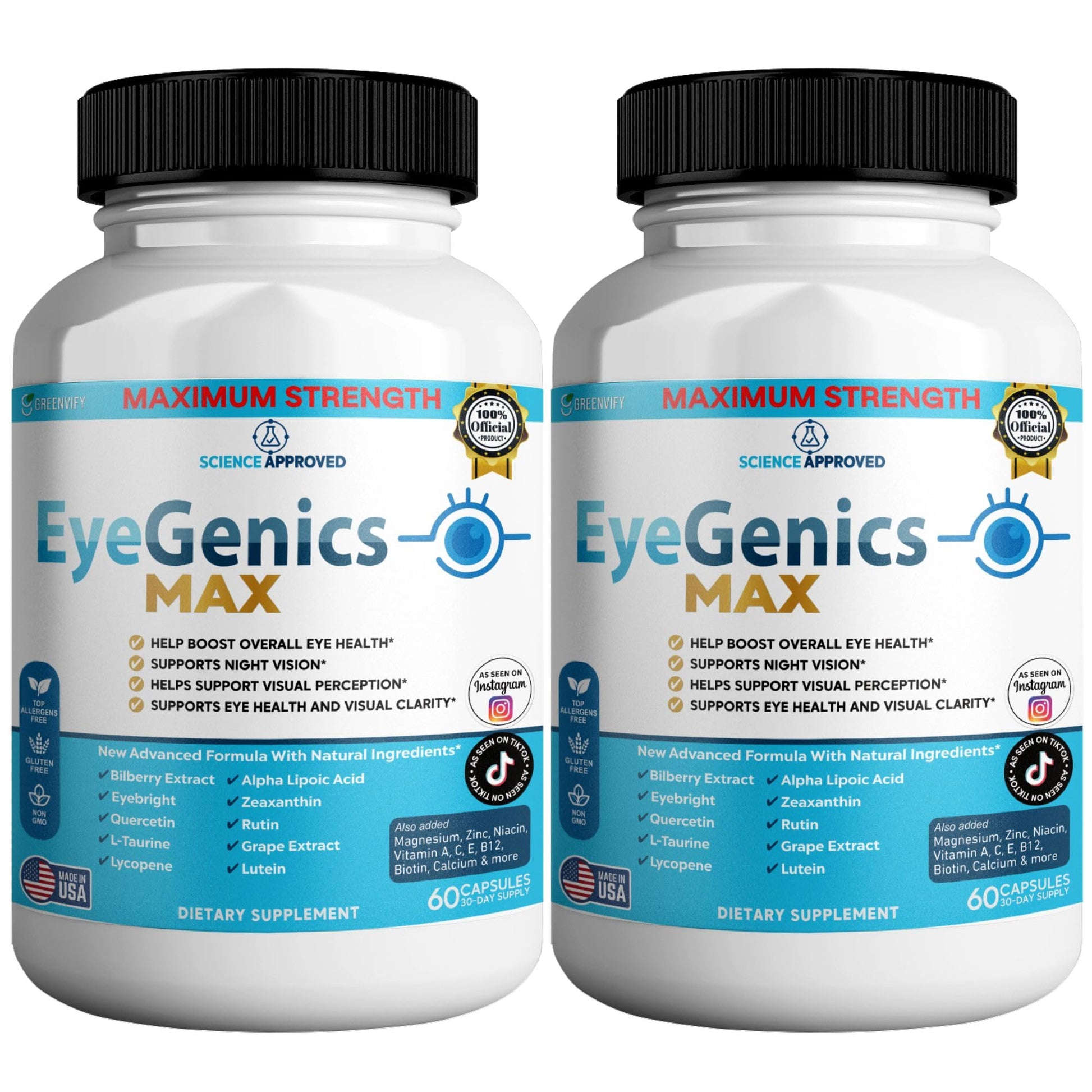 GREENVIFY EyeGenics Max Advanced Vision Care Formula Lutein Blend Capsules 120