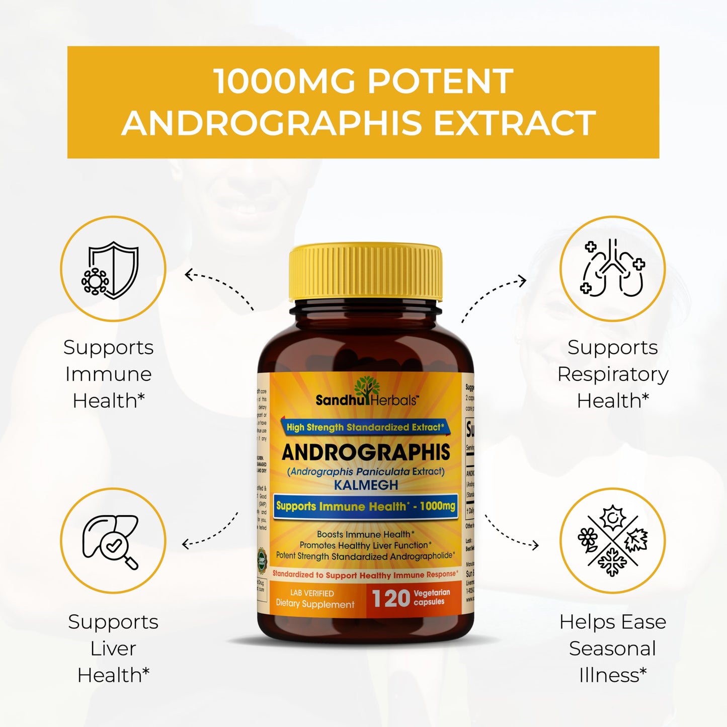 SANDHUHERBALS Andrographis Paniculata Kalmegh Capsules 120 Count