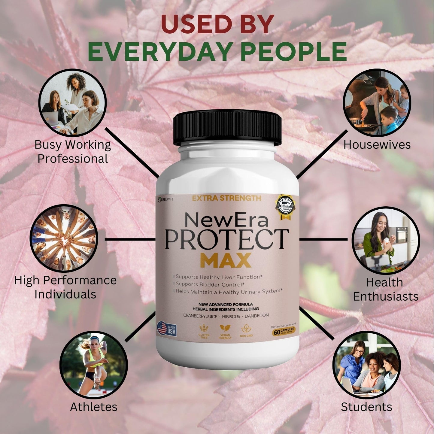 GREENVIFY New Era Protect Max Extra Strength Urinary Support Supplement Capsules, 60 Count