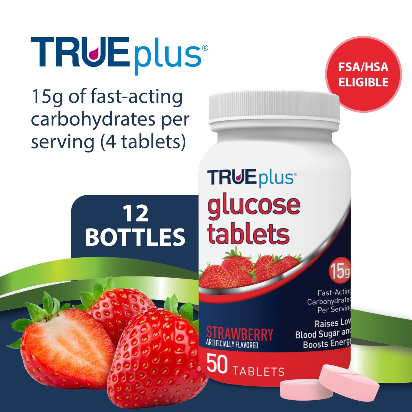 TRUEplus Glucose Tablets Chewable 50 Count