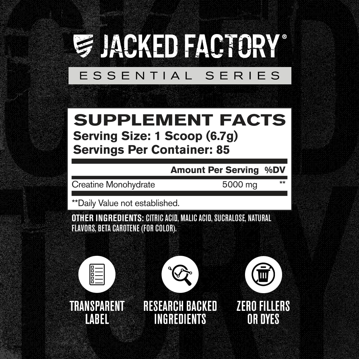 Jacked Factory Creatine Monohydrate Powder 85 Servings