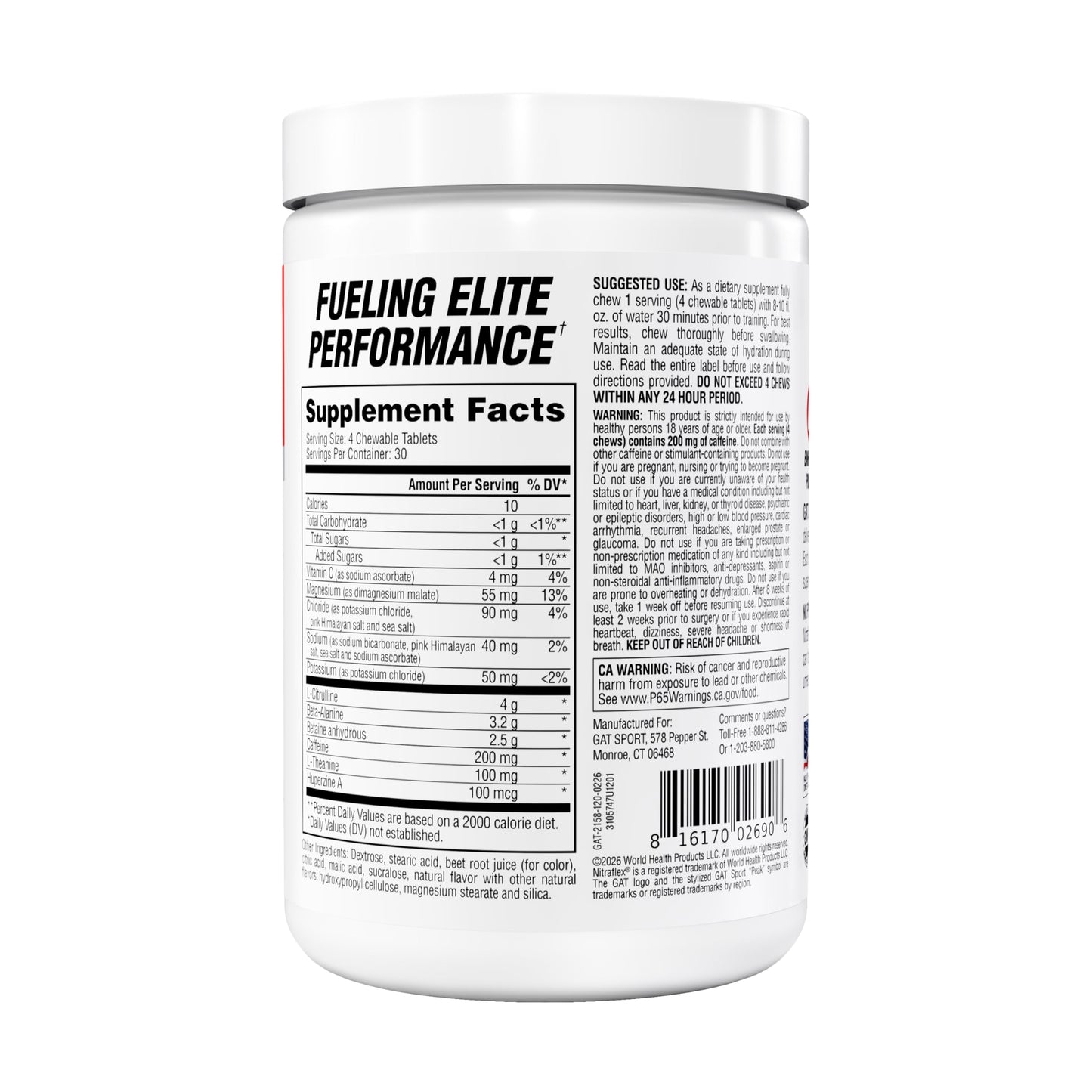 GAT SPORT Nitraflex Performance Pre-Workout Chews Chewable 120 Count
