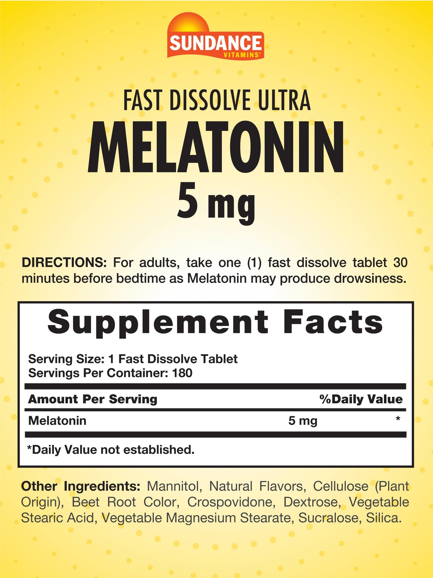 Sundance Melatonin 5mg Fast-Dissolve Tablets, 180 Count