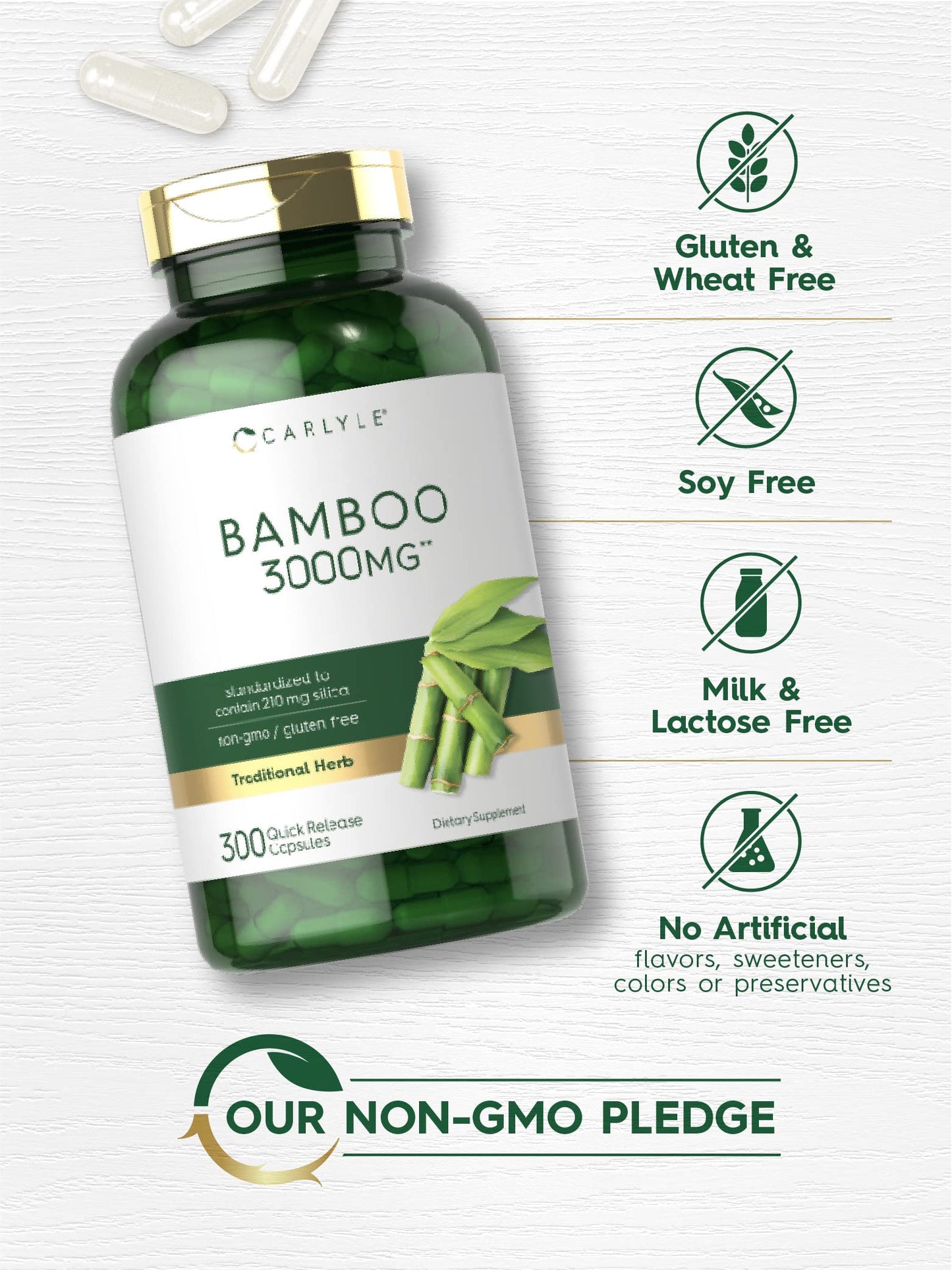 Carlyle Bamboo Extract Capsules 300 Count