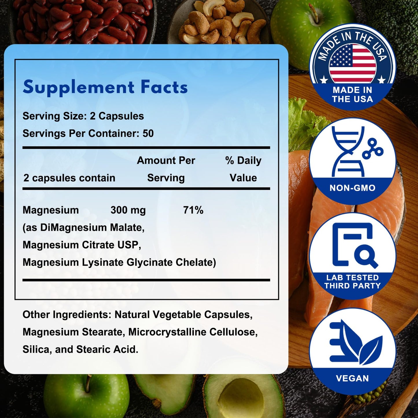 Jkrova Reacted Magnesium & Potassium - High Absorption Magnesium Supplement with Magnesium Citrate, Glycinate, Malate Capsule, 100 Capsules