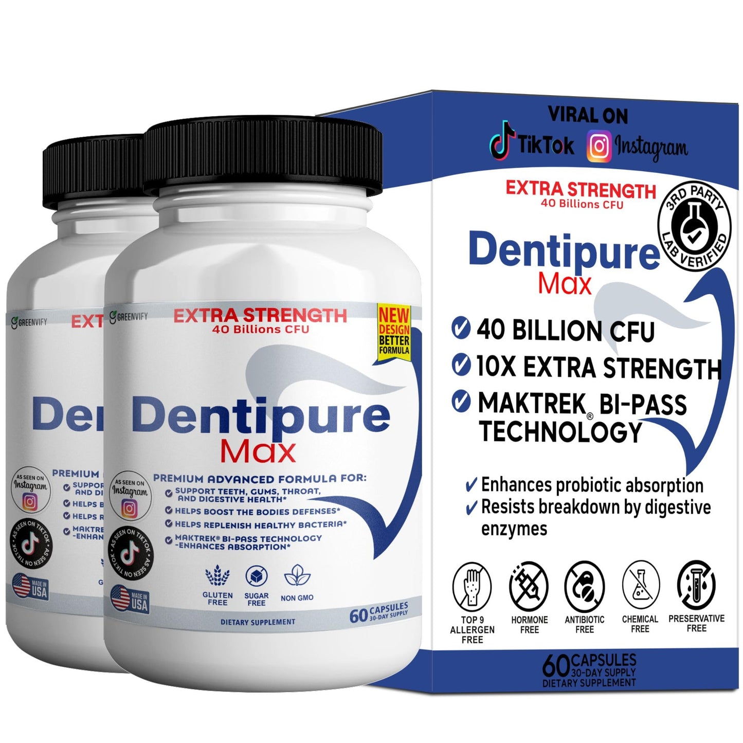 GREENVIFY Dentipure Max Probiotic Supplement Capsules 120