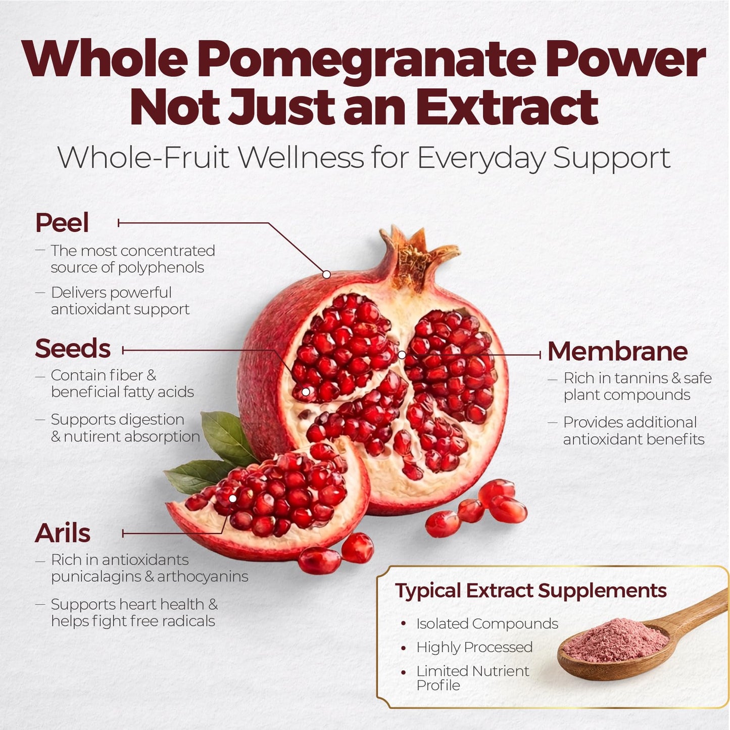 UR Treasure Nutrition Pomegranate 500mg Whole Fruit Powder, 120 Capsules