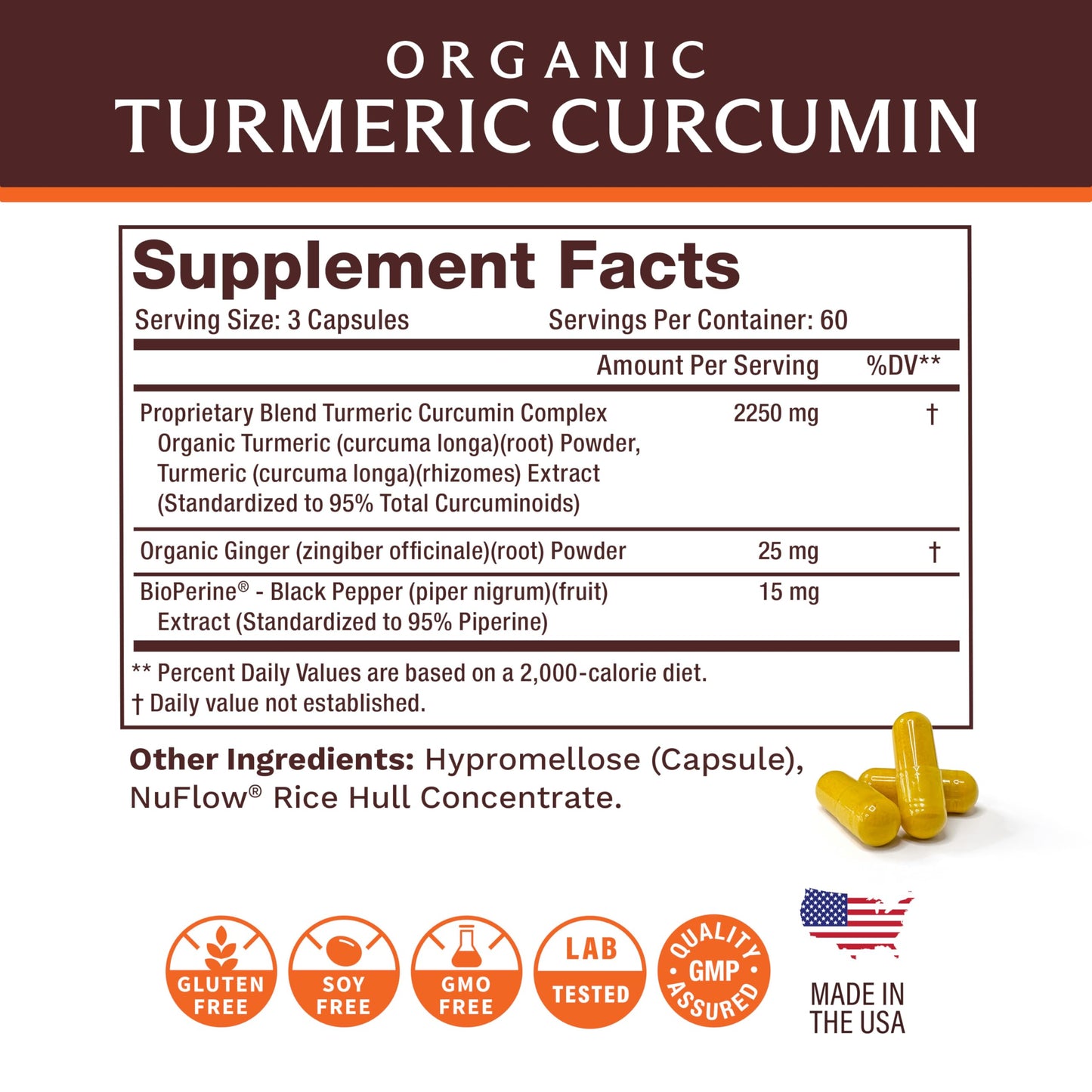 Life's Fortune Organic Turmeric Curcumin with Black Pepper and Ginger, Enhanced Absorption, Extra Strength, Joint & Immune Support, 180 Capsules
