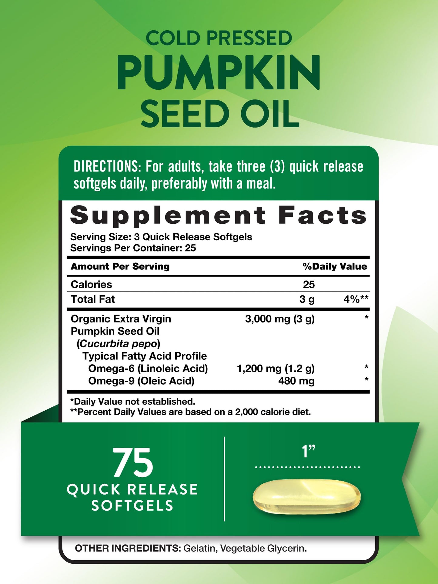 Nature's Truth Pumpkin Seed Oil Softgels, 75 Count