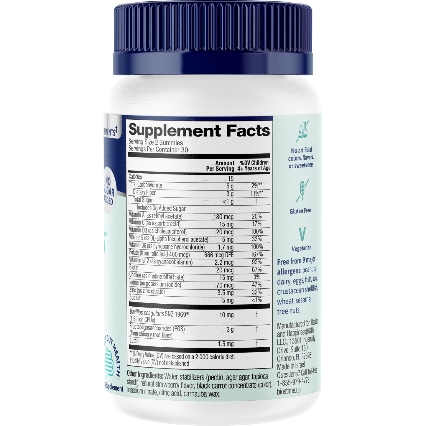 Biostime Kids Multivitamin with Probiotics & 11 Essential Vitamins (Ages 4+) Gummies, 50 Count